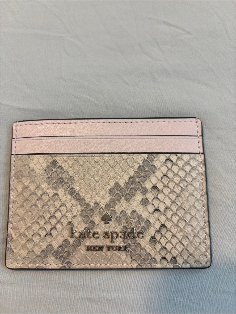 kate spade Pink & Snake-Print Card Case